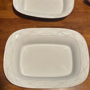 Elegant White Stoneware Baking and Serving Dish